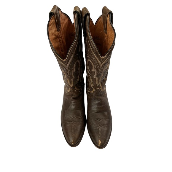 J Chisholm Leather Cowboy Western Boots Size US 9D UK 8 Brown - Picture 3 of 8